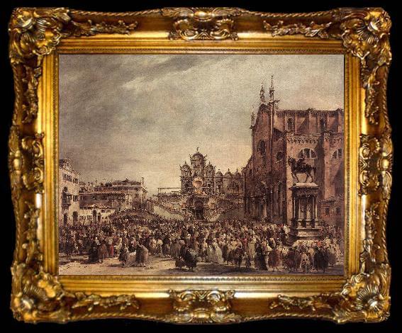 framed  GUARDI, Francesco Pope Pius VI Blessing the People on Campo Santi Giovanni e Paolo sdg, ta009-2